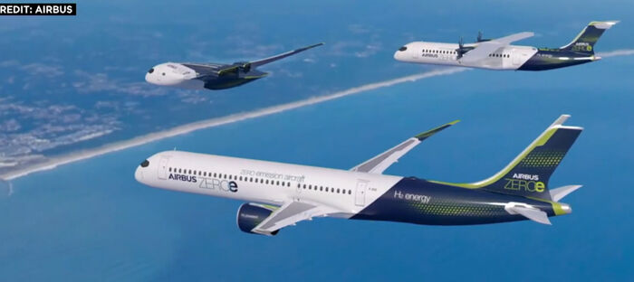«إيرباص» تعرض 3 نماذج من «طائرة المستقبل» التي تعمل بالهيدروجين