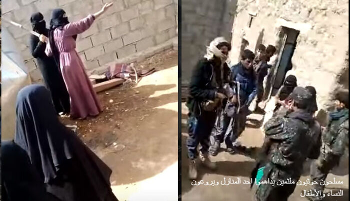 شاهد بالفيديو .. مسلحون حوثيون ملثمين يداهموا احد المنازل ويروعون النساء والأطفال