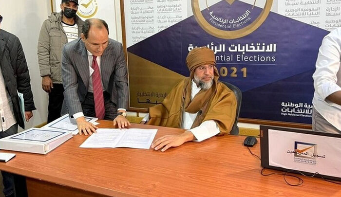 سيف الإسلام القذافي يوجه رسالة لليبيين بعد قرار أولي برفض ترشحه للانتخابات