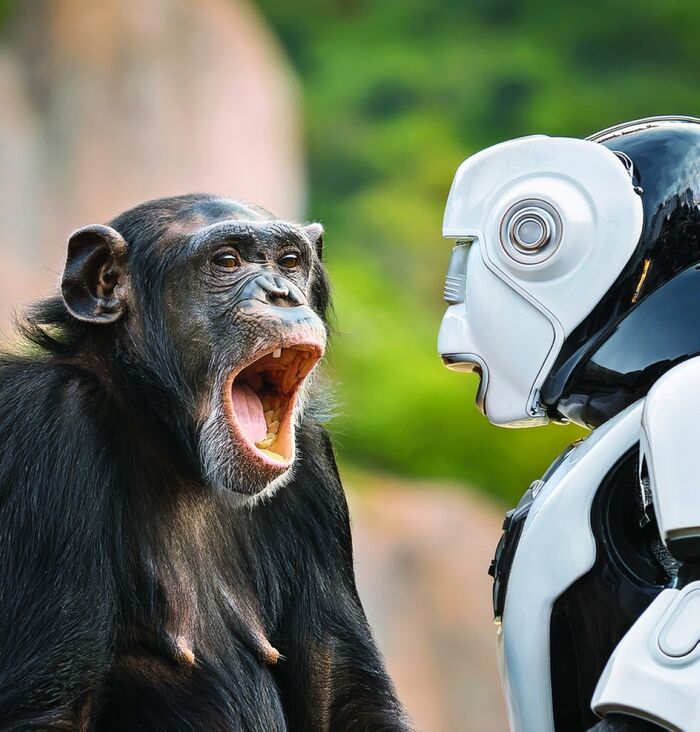 الشمبانزي يثأب عند رؤية روبوت يقلد تثاؤب الإنسان