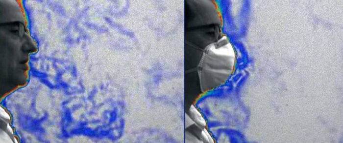 تصوير الليزر يكشف فائدة الكمامة لمنع انتقال كورونا