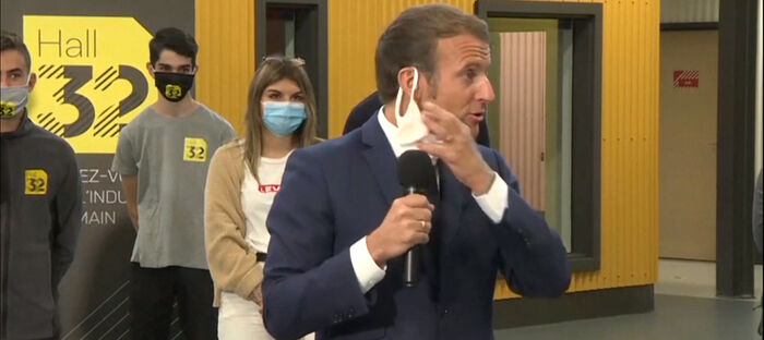 شاهد نوبة سعال قوية تنتاب ماكرون وقلق متزايد في فرنسا من كورونا