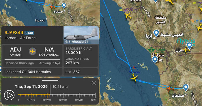 طائرة عسكرية أردنية تهبط في مطار صنعاء.. هل خضع الأردن لابتزاز الحوثيين؟